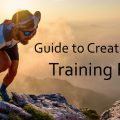 Title, "Guide to Creating Your Training Plan," against a backdrop of a runner summiting a mountain